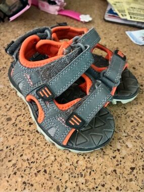 George Gray and Orange Toddler 5 Sport Sandals - Dual Velcro Straps